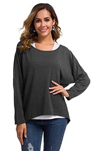 UGET Women's Oversized Batwing Sleeve Pullover Casual Top