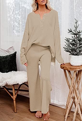 Viottiset Women's Sweater and Wide Leg Pants Loungewear Set
