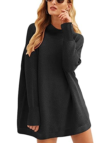 ANRABESS Women's Oversized Casual Long Sleeve Turtleneck Knit Tunic Sweaters 2024 Fall
