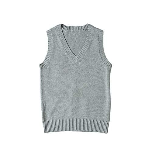 Jinghuiyue Women's Solid Color V-Neck Knit Vest