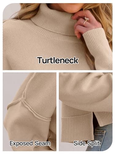 Women's Oversized Turtleneck Sweater with Batwing Sleeves