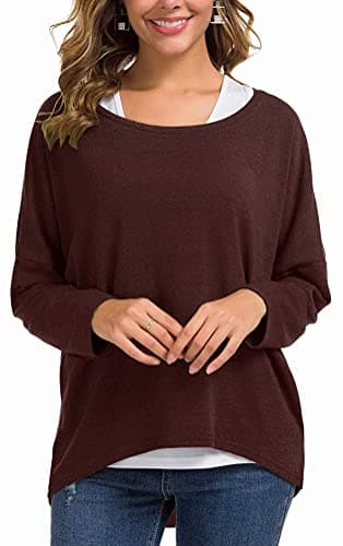 UGET Women's Oversized Batwing Sleeve Pullover Casual Top