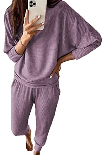 PRETTYGARDEN Women's Spring Fall Fashion 2Piece Sweatpants Long Sleeve Pullover Lounge Set