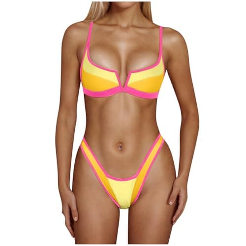 Cethrio Plus Size Cheeky Halter Swimsuit Two-Piece Bikini Set