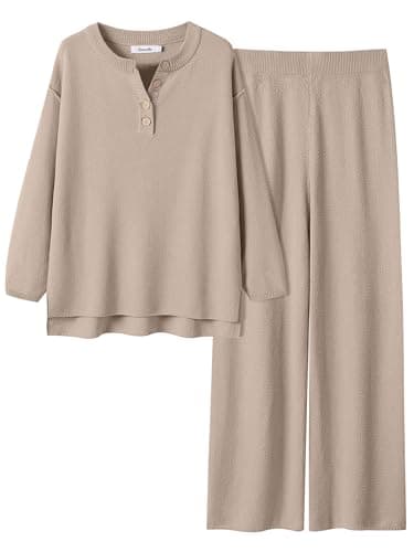 Oversized Lounge Sets Matching Waffle Knit Casual Outfit 2024 Travel Clothing