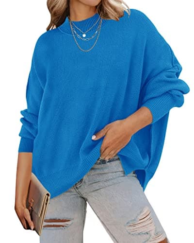 ZESICA Women's Casual Oversized Long Sleeve Ribbed Knit Pullover Sweater Tops