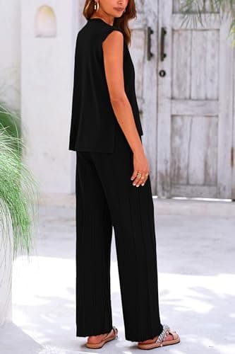 PRETTYGARDEN Women's High-Low Pullover & Wide Leg Pants Casual Sweater Set
