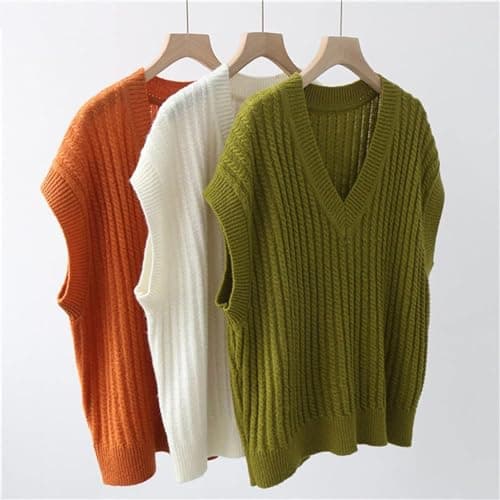 Women's Thick Oversize V-Neck Sleeveless High Street Pullover Vest