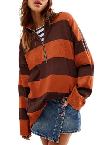 Yousify Oversized Women's Half Zip Turtleneck Sweater S-2XL