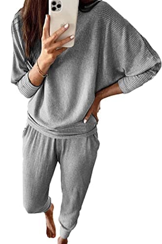 PRETTYGARDEN Women's Spring Fall Fashion 2Piece Sweatpants Long Sleeve Pullover Lounge Set