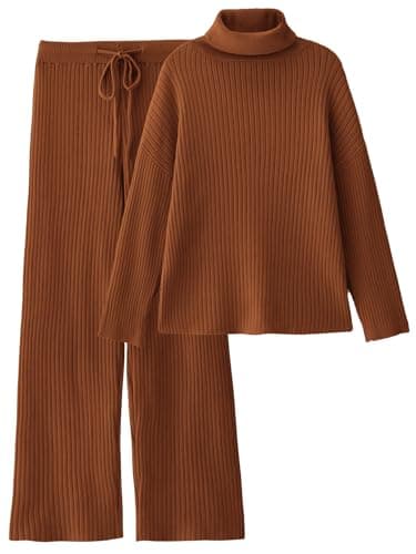 LILLUSORY Women's Cozy Turtleneck Sweater & Wide Leg Pants Set