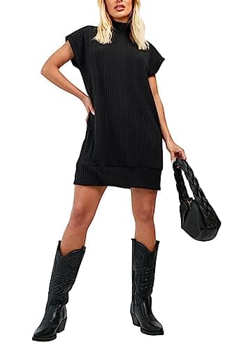 Women's Oversized Turtleneck Sweater Vest Dress