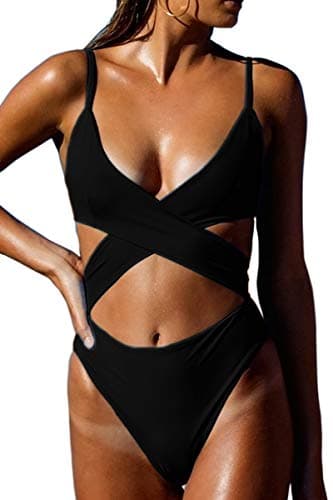 CHYRII Women's High-Waisted Cut-Out One-Piece Monokini Swimsuit