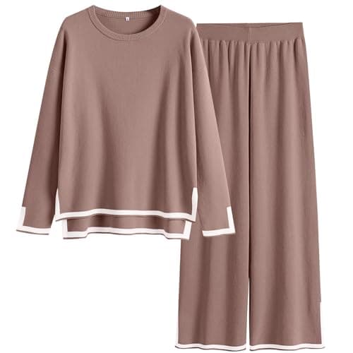 ANRABESS Women's Knit Sweater Tops & Wide Leg Pants Matching Sweatsuit Set