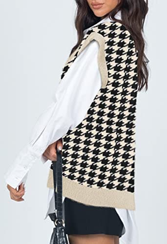 Viottiset Women's Oversized V-Neck Fuzzy Sweater Vest