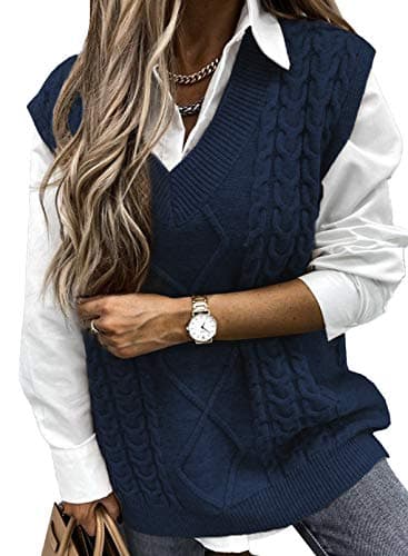 Oversized Women's V-Neck Sleeveless Sweater Vest
