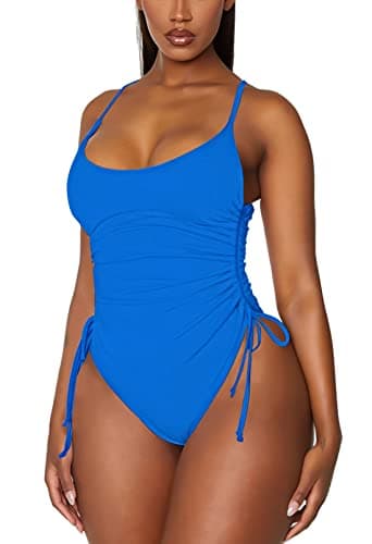 Viottiset Women's Ruched High Cut Tummy Control One Piece Bathing Suit