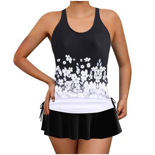 Cethrio Plus Size Striped Tankini Swimsuit