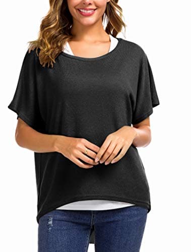 UGET Women's Oversized Batwing Sleeve Pullover Casual Top