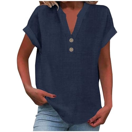Lightweight Linen Shirts for Women Summer Casual Tops