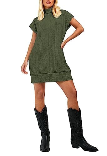 Women's Oversized Turtleneck Sweater Vest Dress