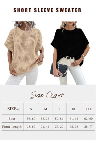 Jumppmile Women's Oversized Batwing Sleeve Waffle Knit Sweater