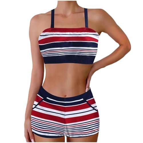 Cethrio Vintage Printed Plus Size Tankini and Boyshorts