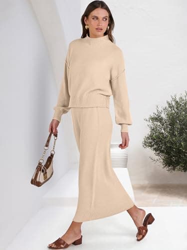 Caracilia Women's Long Sleeve Sweater Skirt Set Fall Outfit