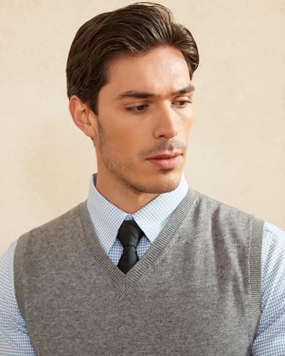 Kallspin Men's Wool Blended Relaxed Fit V-Neck Sleeveless Pullover