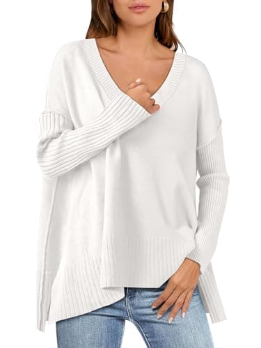 2024 Fall Women's Oversized V Neck Batwing Sleeve Sweater
