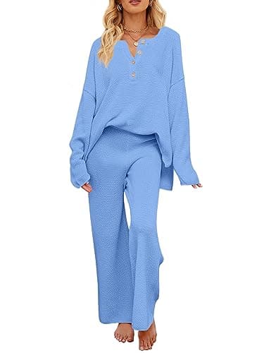 MEROKEETY Women's Long Sleeve Knit Sweater & Pants Set