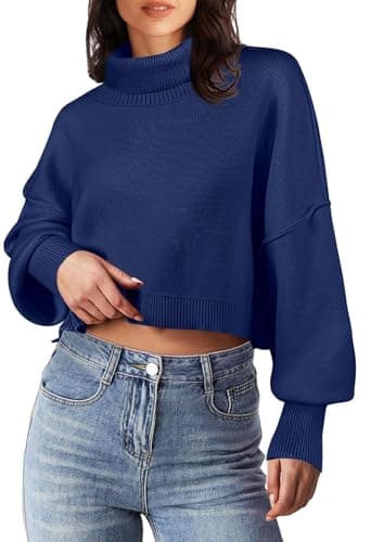 Women's Oversized Turtleneck Sweater with Batwing Sleeves