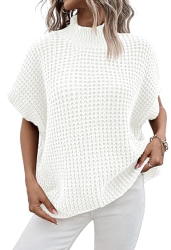 Women's Pink Mock Neck Batwing Sweater for a Relaxed Fit