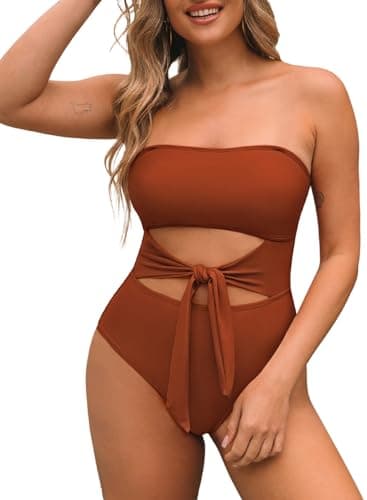 Pink Queen Women's Removable Strap Cutout High-Waist One-Piece Bathing Suit