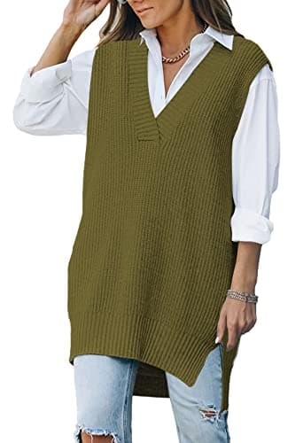 Viottiset Women's Oversized V-Neck Knit Sweater Vest
