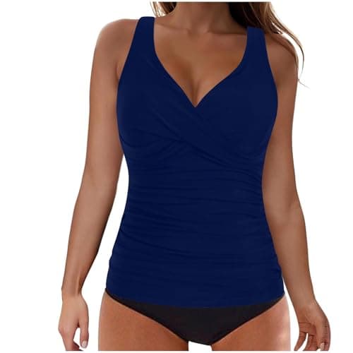 Cethrio Women's Modest Ruched Tankini Swimsuits
