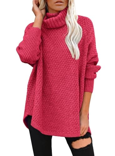 DOROSE Women's Oversized Turtleneck Long Sleeve Knit Tunic Sweater