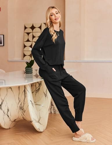Ekouaer Women's Long Sleeve Pajama Set with Pockets S-XXL