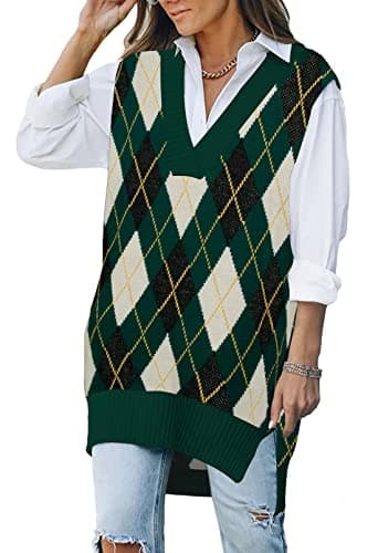 Viottiset Women's Oversized V-Neck Knit Sweater Vest