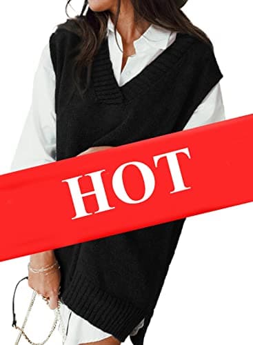 Oversized Women's V-Neck Sleeveless Sweater Vest