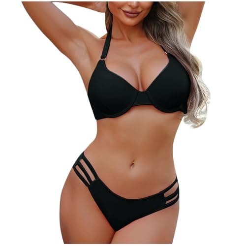Cethrio Women's Cute Halter Tummy Control Bikini Swimsuit