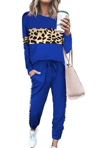 PrettyGarden Women's Color Block Tracksuit Crewneck Long Sleeve Tops & Pants