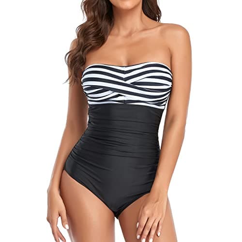 Smismivo Women's Strapless Tummy Control One-Piece Swimsuit