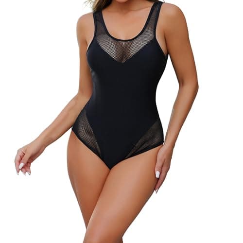 High Waisted Tummy Control Fishnet Swimsuit for Women Summer 2025