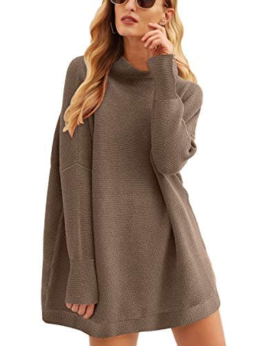 ANRABESS Women's Oversized Casual Long Sleeve Turtleneck Knit Tunic Sweaters 2024 Fall