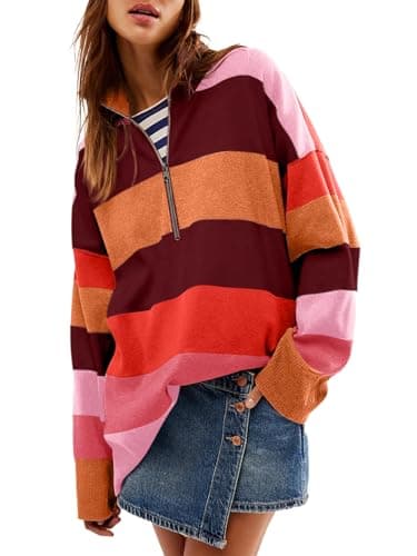 Yousify Oversized Women's Half Zip Turtleneck Sweater S-2XL