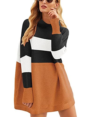 ANRABESS Women's Oversized Casual Long Sleeve Turtleneck Knit Tunic Sweaters 2024 Fall