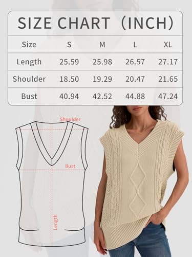 2024 Trendy Women's Cable Knit Sweater Vest - V Neck Oversized Business Casual Top