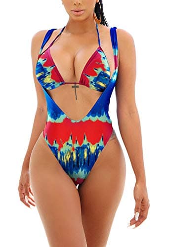 Viottiset Women's Halter Brazilian High Cut Push-Up Bikini Set