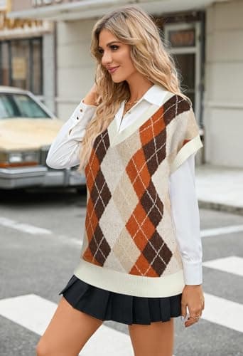 Viottiset Women's Oversized V-Neck Fuzzy Sweater Vest